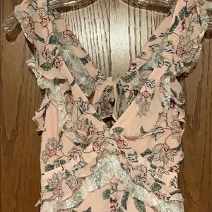 Bee Balm Floral Pink Lace Maxi